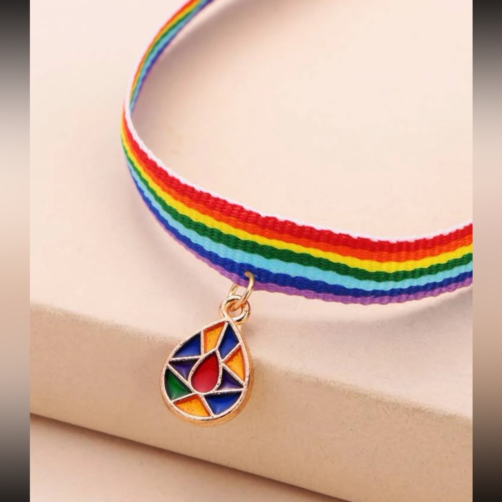 Awesome Rainbow Water Drop Pendant Choker 28$